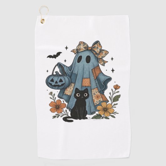 Patchwork Halloween Ghost Black Cat Essential T-Sh Golfhandtuch (Vorderseite)