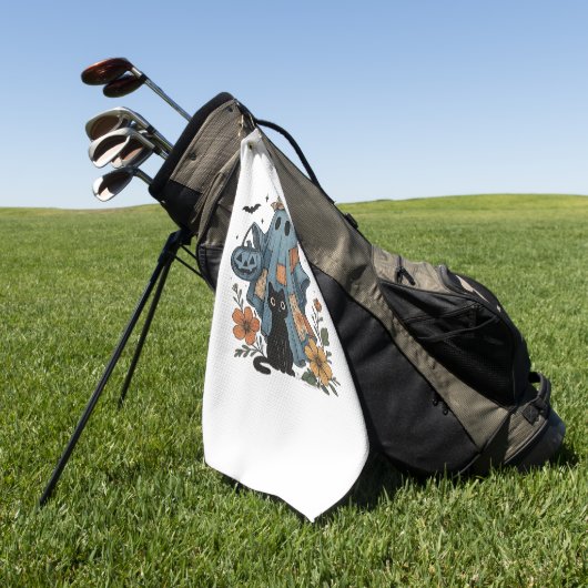 Patchwork Halloween Ghost Black Cat Essential T-Sh Golfhandtuch (Gras)