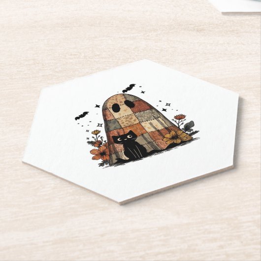 Patchwork Halloween Ghost Black cat Essential T-Sh Untersetzer (angewinkelt)