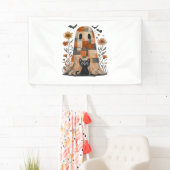 Patchwork Halloween Ghost und Cat , Retro Spooky F Banner (Insitu)