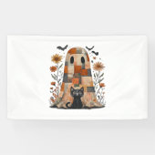 Patchwork Halloween Ghost und Cat , Retro Spooky F Banner (Horizontal)