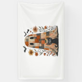 Patchwork Halloween Ghost und Cat , Retro Spooky F Banner (Vertikal)