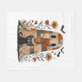Patchwork Halloween Ghost und Cat , Retro Spooky F Fleecedecke (Vorderseite (Horizontal))