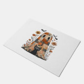 Patchwork Halloween Ghost und Cat , Retro Spooky F Fußmatte (Schrägansicht)