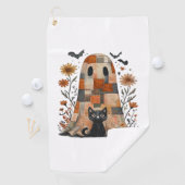 Patchwork Halloween Ghost und Cat , Retro Spooky F Golfhandtuch (Insitu)