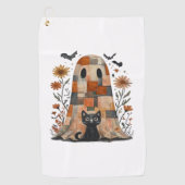 Patchwork Halloween Ghost und Cat , Retro Spooky F Golfhandtuch (Vorderseite)