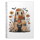 Patchwork Halloween Ghost und Cat , Retro Spooky F Notizblock (Vorderseite)