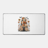 Patchwork Halloween Ghost und Cat , Retro Spooky F Schreibtischunterlage (Vorderseite)
