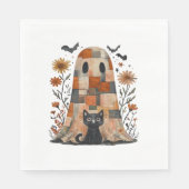 Patchwork Halloween Ghost und Cat , Retro Spooky F Serviette (Vorderseite)
