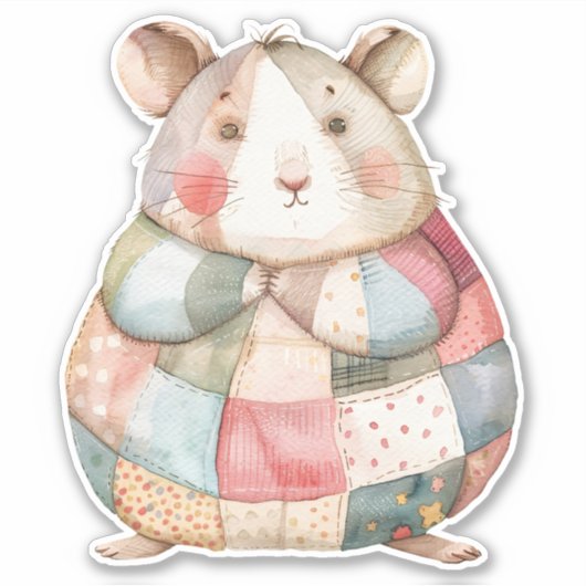 Patchwork Hamster Sticker (Vorderseite)