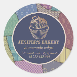 Patchwork Hausgemachte Kuchen und Süßigkeiten Runder Aufkleber