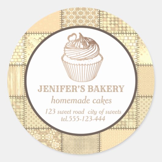 Patchwork Hausgemachte Kuchen und Süßigkeiten Runder Aufkleber (Vorderseite)