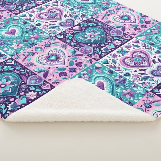Patchwork Heart Quilt Sherpadecke (3/4)
