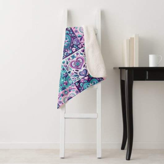 Patchwork Heart Quilt Sherpadecke (Beispiel)