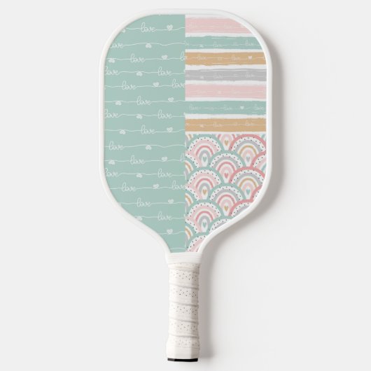 Patchwork Heart Rainbow Pastel - Pickleball Paddle (Rückseite)