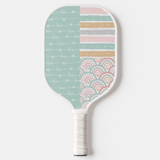 Patchwork Heart Rainbow Pastel - Pickleball Paddle (Vorderseite)