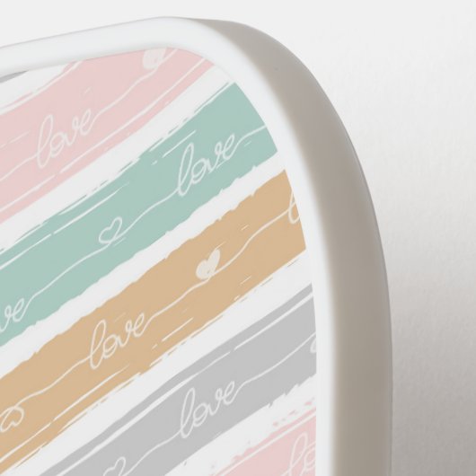 Patchwork Heart Rainbow Pastel - Pickleball Paddle (Linke Seite)