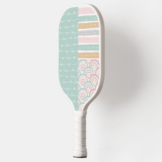 Patchwork Heart Rainbow Pastel - Pickleball Paddle (Links)