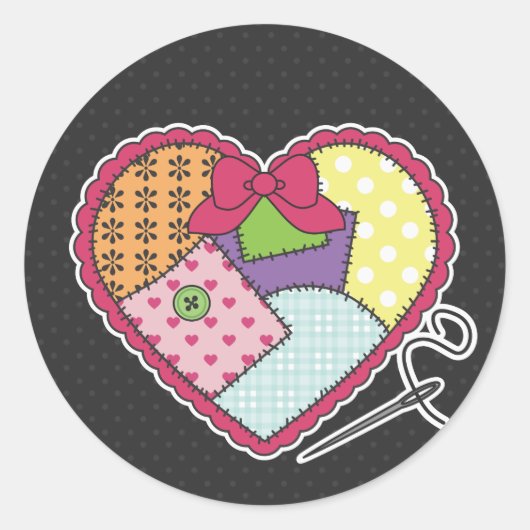 Patchwork Heart Runder Aufkleber (Vorderseite)