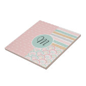 Patchwork Hearts Rainbow Monogram Keramik Tile Fliese (Seite)