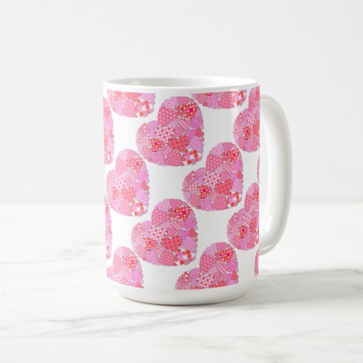 Patchwork Hearts White Coffee Tasse (VorderseiteRechts)