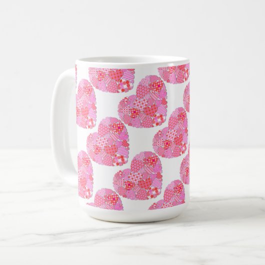 Patchwork Hearts White Coffee Tasse (Vorderseite Links)