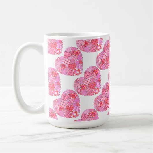 Patchwork Hearts White Coffee Tasse (Links)