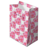 Patchwork Hearts White Gift Bag Mittlere Geschenktüte (Vorderseite Schrägansicht)