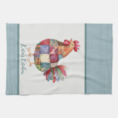Patchwork Hen and Blue Polka Dots Geschirrtuch (Horizontal)