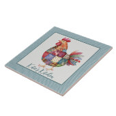 Patchwork Hen and Blue Polka Dots Keramik Tile Fliese (Seite)