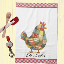 Patchwork Hen und Red Gingham Geschirrtuch