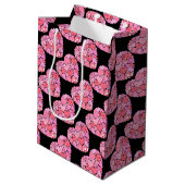 Patchwork Herz-Black-Geschenktasche Mittlere Geschenktüte (Rückseite Schrägansicht)