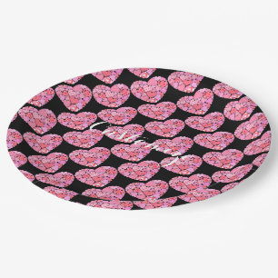 Patchwork Herz-Black Paper-Teller Pappteller