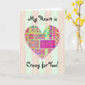 Patchwork Herz Crazy Quilt Gefühle der Liebe Karte (Gelbe Blume)