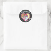 Patchwork Herz - Liebe nähen Sie viel! Runder Aufkleber (Tasche)