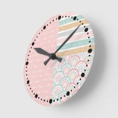 Patchwork Herz Rainbows Pastell Pink Wall Clock Runde Wanduhr (Winkel)
