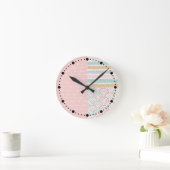 Patchwork Herz Rainbows Pastell Pink Wall Clock Runde Wanduhr (Zuhause)