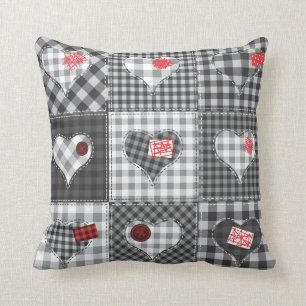 Patchwork-Herz-Steppdecke Kissen