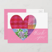 Patchwork Herz Vielen Dank Postcard individuell an Postkarte (Vorne/Hinten)