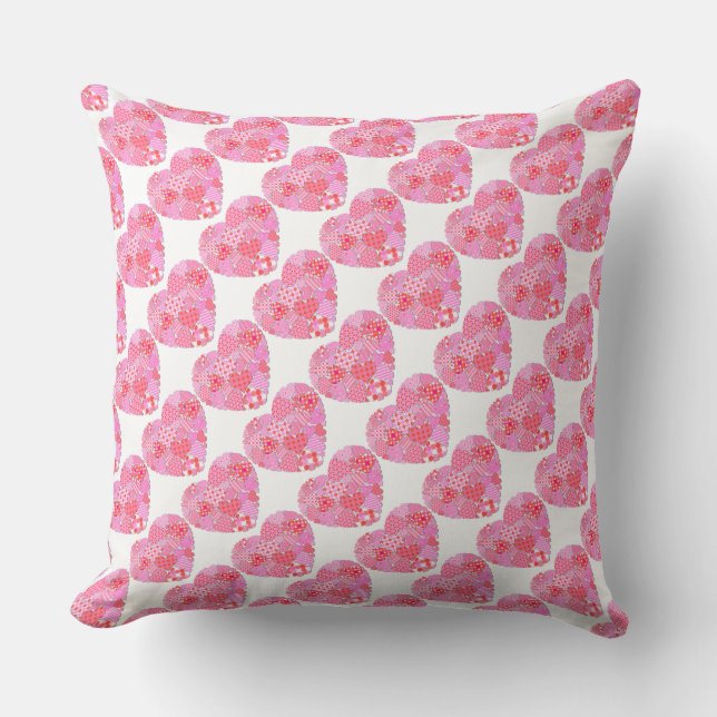 Patchwork Herz-White-Throw-Kissen Kissen (Vorderseite)