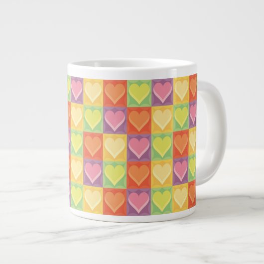 Patchwork-Herzen Jumbo-Tasse (Vorderseite Rechts)