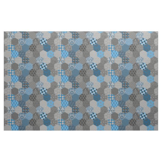 Patchwork Hexagons Blau und Grau Stoff (Yard (91,4 cm))