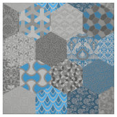 Patchwork Hexagons Blau und Grau Stoff (Muster)