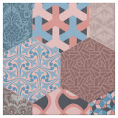 Patchwork Hexagons Cornblume und Rose Stoff (Nahaufnahme)