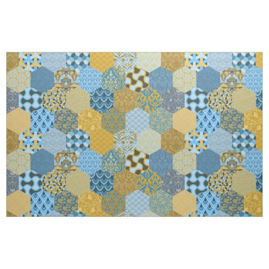 Patchwork Hexagons Gelb und Blau Stoff (Fat Quarter (45,7 x 55,9 cm))