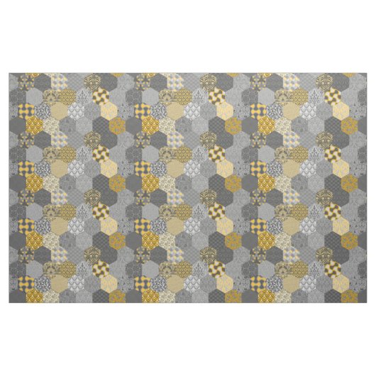 Patchwork Hexagons Gelb und Grau Stoff (Yard (91,4 cm))