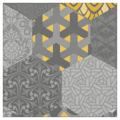 Patchwork Hexagons Gelb und Grau Stoff (Nahaufnahme)
