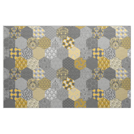 Patchwork Hexagons Gelb und Grau Stoff