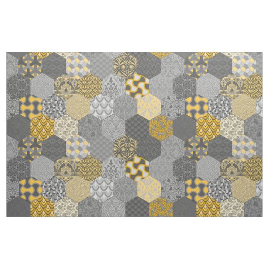 Patchwork Hexagons Gelb und Grau Stoff (Fat Quarter (45,7 x 55,9 cm))