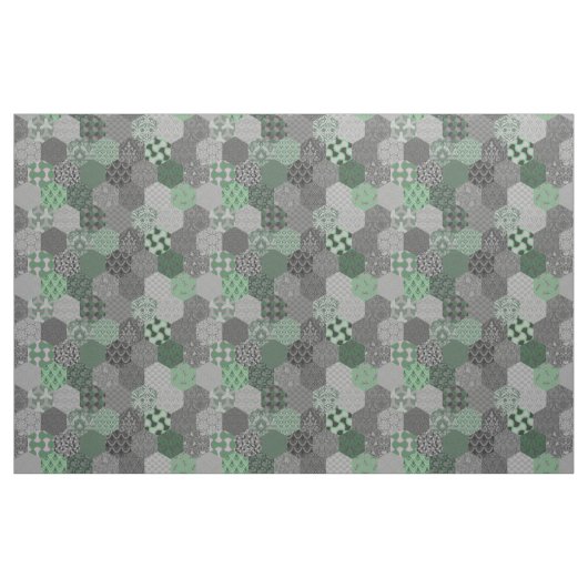Patchwork Hexagons grün und grau Stoff (Yard (91,4 cm))